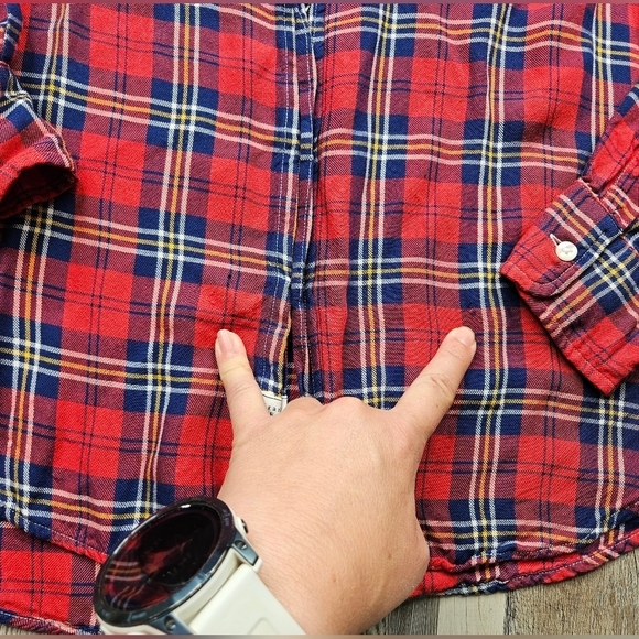 Frank & Eileen Relaxed Button Up Shirt Red Plaid Women's XS - Picture 7 of 16